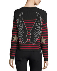 RED Valentino Redvalentino Striped Sweater W Jacquard Wings Star Embroidery