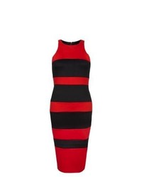 AX Paris New Look Red And Black Stripe Midi Dress