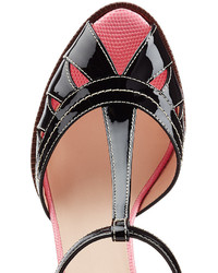 Fendi Patent Leather Block Heel Sandals