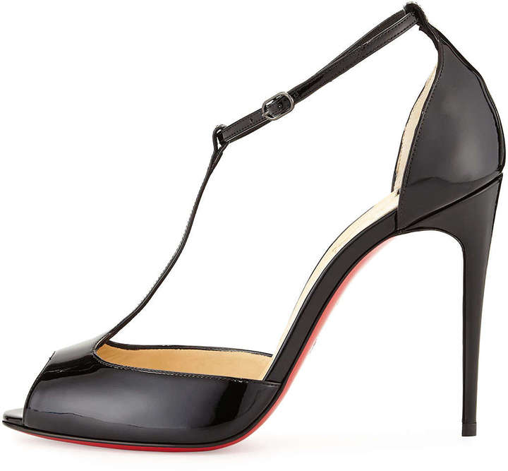 Christian Louboutin Tangueva Colorblock T-Strap Red Sole Sandals