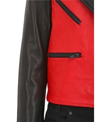 American Retro Elvis Color Block Nappa Leather Jacket