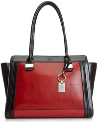 Red and Black Leather Tote Bag