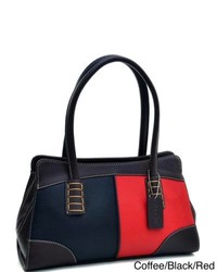 Dasein Color Block Shoulder Bag Handbag With Stitch Design