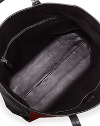 Prada Leather Baiadera Striped Tote Bag Blackredwhite