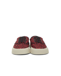 Saint Laurent Red And Black Leopard Venice Sneakers