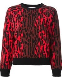 Red and Black Leopard Crew-neck Sweater