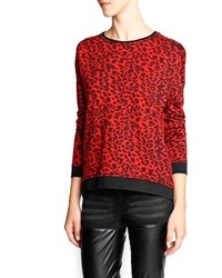 Mango Outlet Leopard Print Cotton Sweatshirt