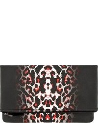 Red and Black Leopard Leather Clutch