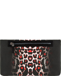 MCQ Alexander Ueen Black White Leopard Print Folding Clutch