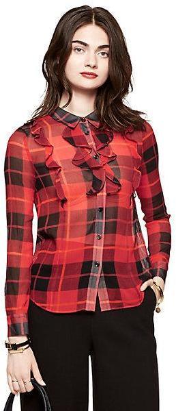 plaid chiffon blouse