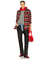 Fear Of God Oversized Flannel Button Down Shirt In Checkered Plaidred
