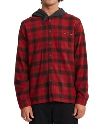 Billabong Flannel Button Up Hoodie In Brick At Nordstrom