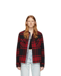 Red and Black Plaid Flannel Shirt Jacket