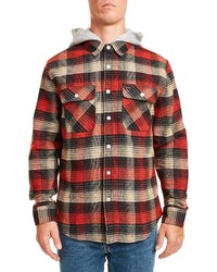Brixton Bowery Hooded Button Up Flannel Shirt