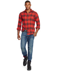 Polo Ralph Lauren Plaid Twill Western Shirt, $145 | Macy's | Lookastic