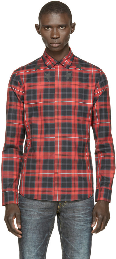Givenchy Red Black Plaid Shirt, $540 