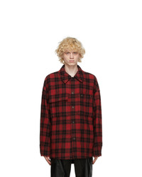 Wooyoungmi Red Wool Plaid Jacket