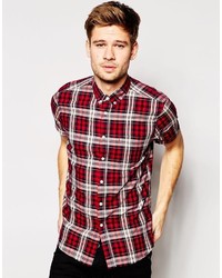 Red and Black Plaid Short Sleeve Shirts for Men | Lookastic