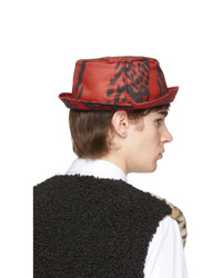 Neil Barrett Red And Black Caotic Pierced Bucket Hat