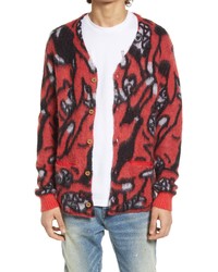 Red and Black Print Cardigan
