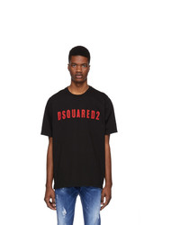 DSQUARED2 Black Logo Slouch Fit T Shirt