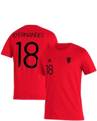 adidas Bruno Fernandes Red Manchester United Name Number Amplifier T Shirt