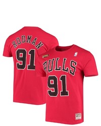 Mitchell & Ness Dennis Rodman Red Chicago Bulls Hardwood Classics Stitch Name Number T Shirt At Nordstrom