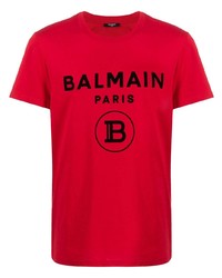 Balmain Flocked Logo T Shirt