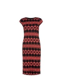 Mandi New Look Coral Cap Sleeve Aztec Print Midi Dress