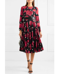 Dolce & Gabbana Printed Stretch Silk Chiffon Midi Dress
