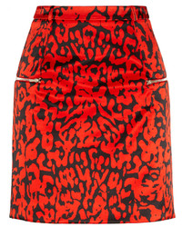 Red and Black Print Mini Skirt