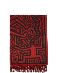 Red and Black Print Scarf