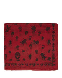 Alexander McQueen Red And Black Skull Beetle Scarf