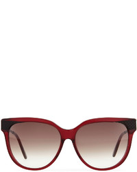 Bottega Veneta Oversize Rounded Intrecciato Sunglasses Redblack