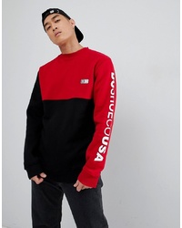 DC Shoes Cut Sew Sweatshirt In Black And Red