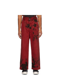 Feng Chen Wang Red And Black Tie Dye Cargo Pants