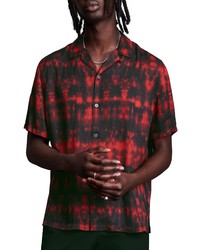 Red and Black Tie-Dye Short Sleeve Shirt