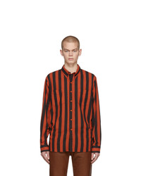 Red and Black Vertical Striped Long Sleeve Shirt