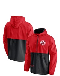 FANATICS Branded Redblack Atlanta Hawks Anorak Windbreaker Half Zip Hoodie Jacket At Nordstrom