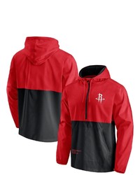 FANATICS Branded Redblack Houston Rockets Anorak Block Party Windbreaker Half Zip Hoodie Jacket At Nordstrom