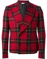 Red and Black Wool Blazer