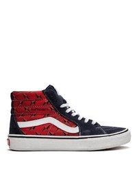 Red and Navy Canvas High Top Sneakers