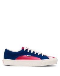 Red and Navy Canvas Low Top Sneakers
