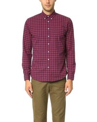 Red and Navy Gingham Long Sleeve Shirt