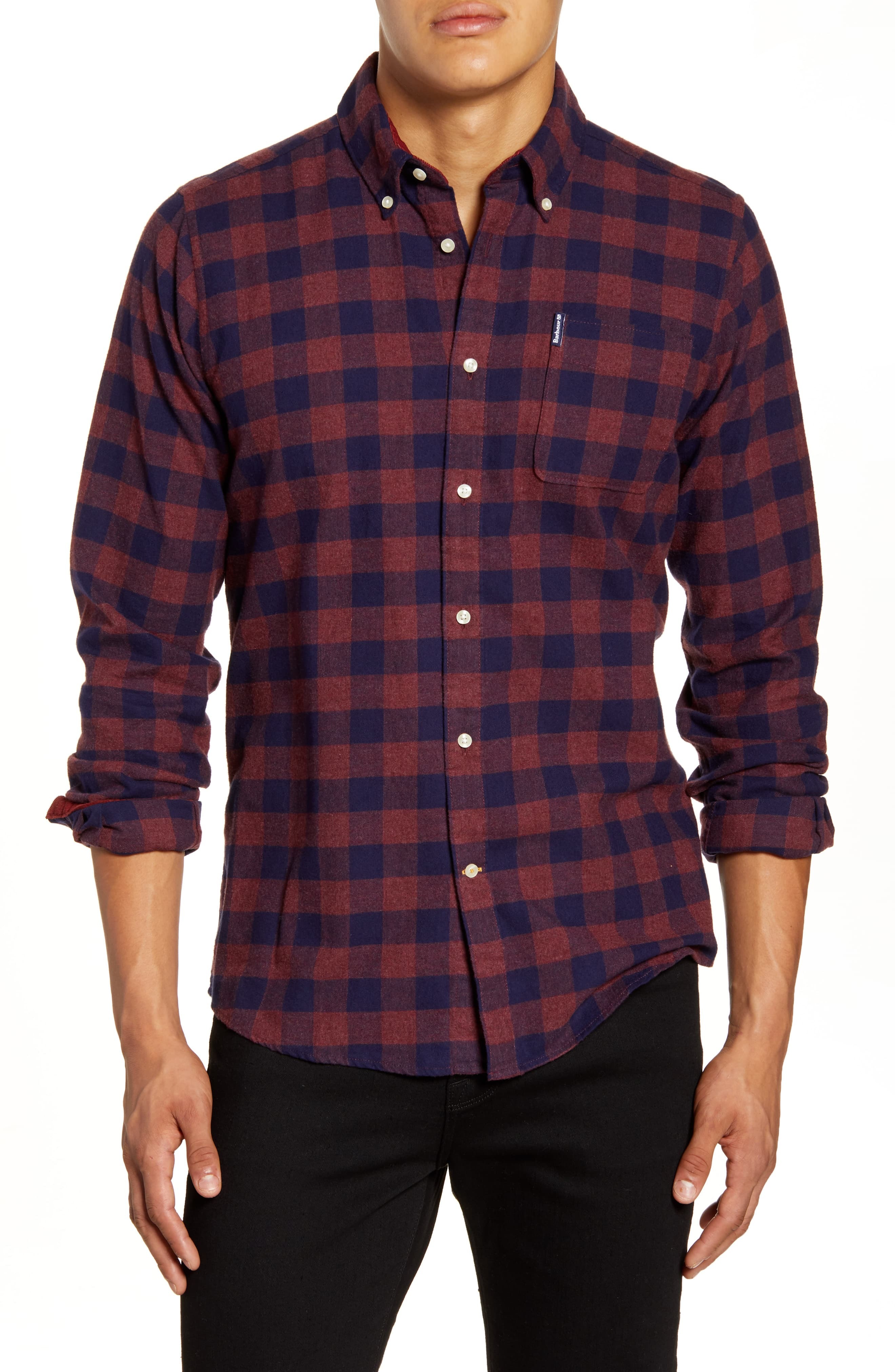 Barbour Tailored Fit Gingham Flannel Shirt, $119 | Nordstrom | Lookastic