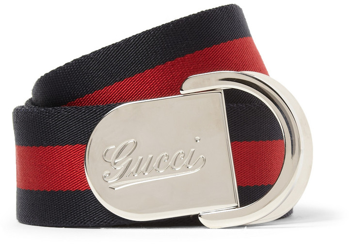 Gucci 4cm Striped Canvas Belt, $325 