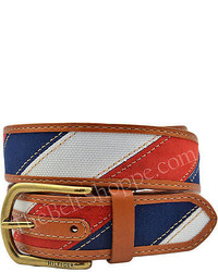 Tommy Hilfiger Striped Canvas Casual Wear Belt Red Navy White New