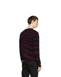 Paul Smith Burgundy And Navy Wool Frog Sweater
