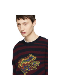 Paul Smith Burgundy And Navy Wool Frog Sweater