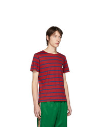 Gucci Red And Navy Disney Edition Linen Striped T Shirt